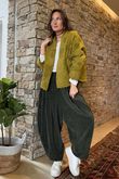 Cabbage Rose Cotton Quilted Jacket Olive